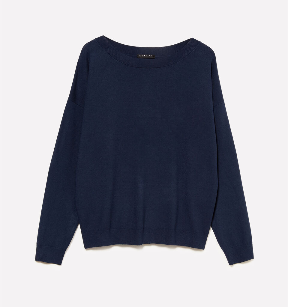 Marineblauer Pullover mit U-Boot-Ausschnitt - pullover u-bootausschnitt für damen - Dunkelblau | Sisley image number 5